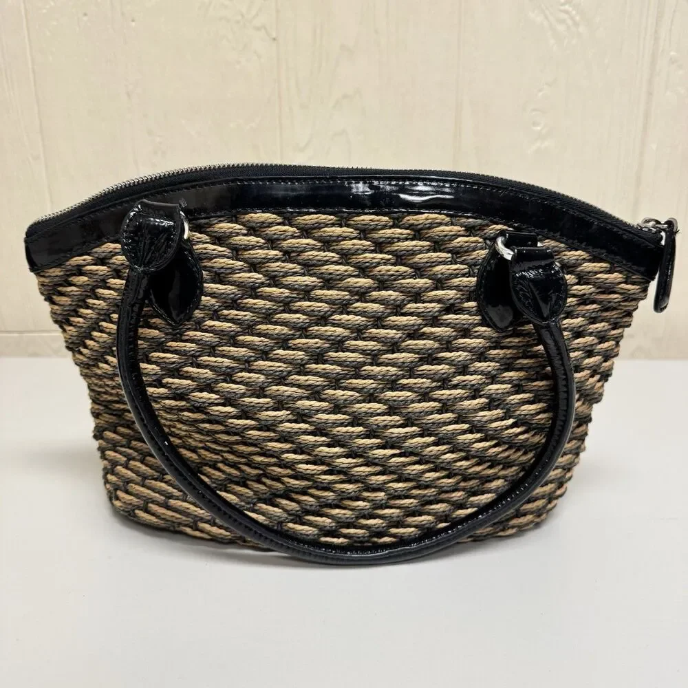 Vintage Brighton Woven Straw Shoulder Crossbody Handbag Purse - Picture 2 of 12